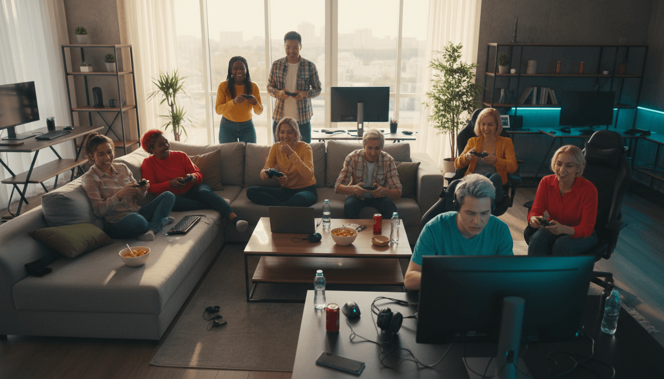 Friends hanging out and enjoying gaming together