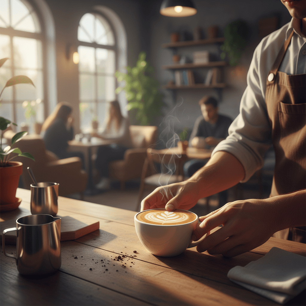Cappuccino with latte art at Bledix Gaming Cafe